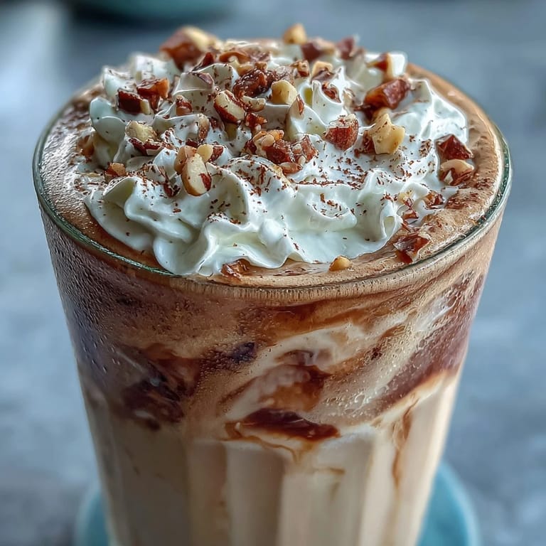 Easy homemade Hojicha milkshake with vanilla ice cream and milk, poured into a glass with a straw.