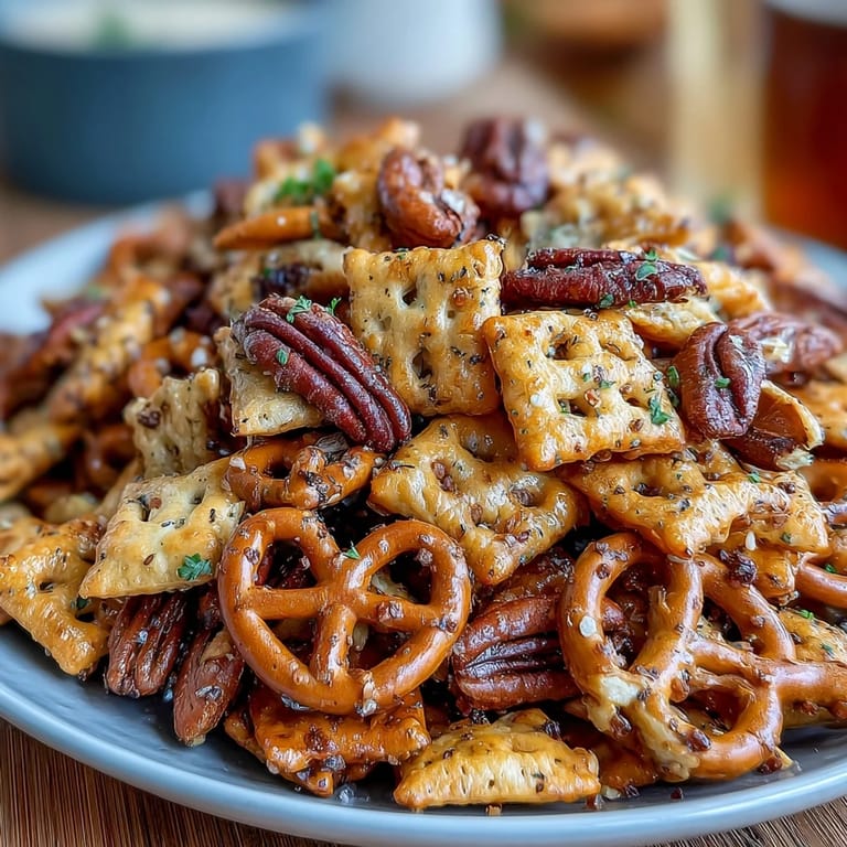 Tangy homemade sourdough crackers join crunchy pretzels and mixed nuts for irresistible snacking.  