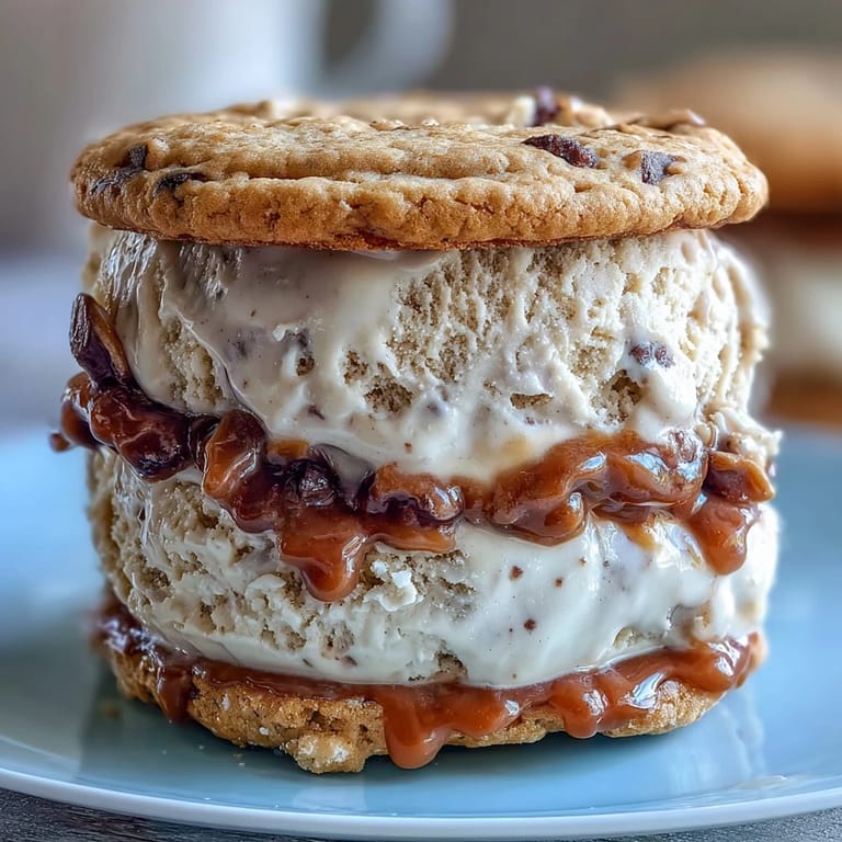 Vanilla bean Frappuccino ice cream sandwiches with rich espresso cookies for a cool summer dessert.  